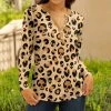 Lily | Beige & Black Leopard Button-Accent Notch Neck Tunic - Plus
