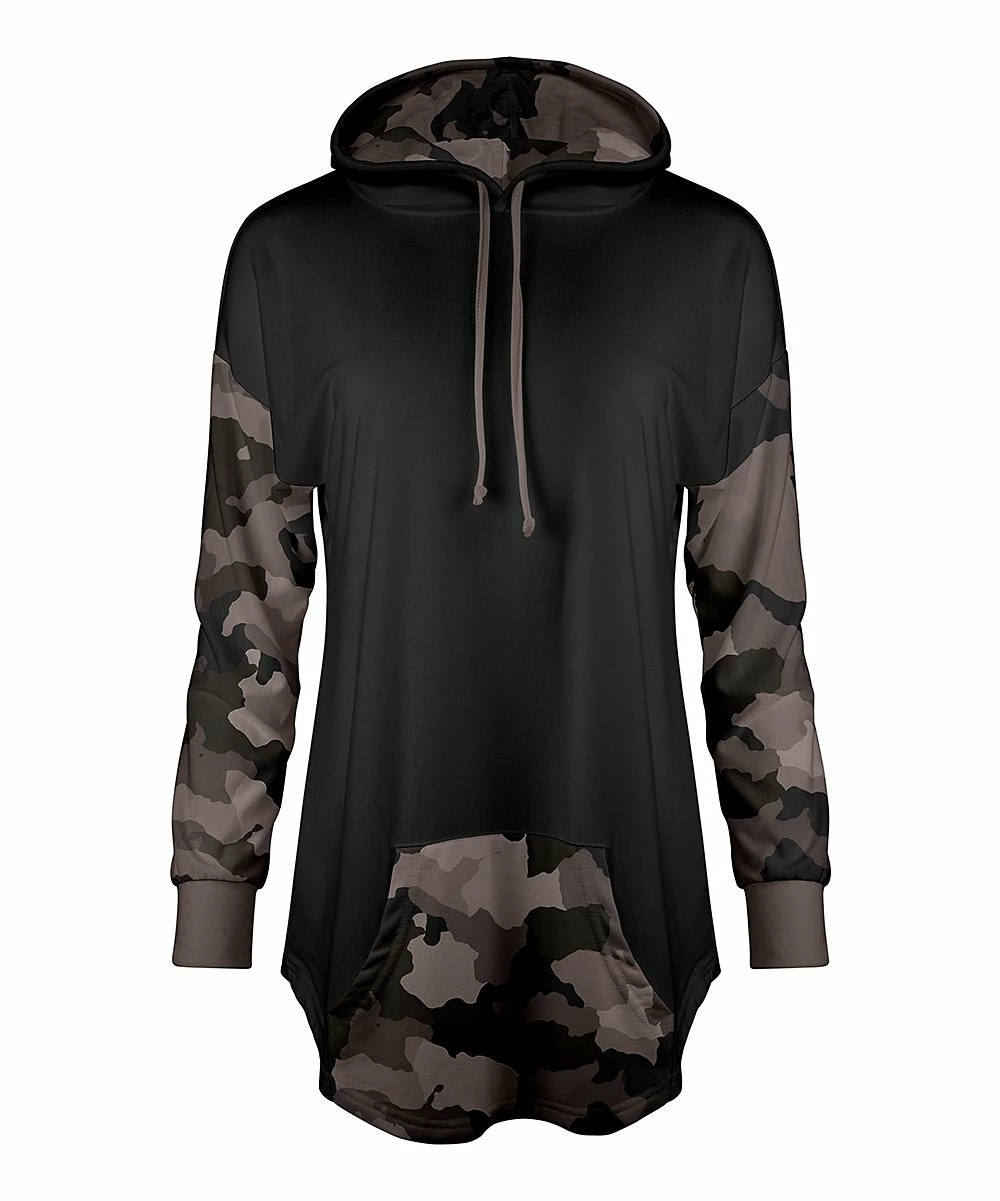 Lily | Black & Gray Camo Open-Back Hoodie - Women 2 Lily | Black & Gray Camo Open-Back Hoodie - Women - Image 2