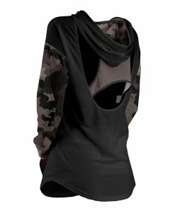 Lily | Black & Gray Camo Open-Back Hoodie - Women