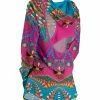 Lily | Blue & Fuchsia Geometric Open-Back Hoodie - Women & Plus