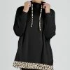 Lily | Black Leopard Longline Hoodie - Women