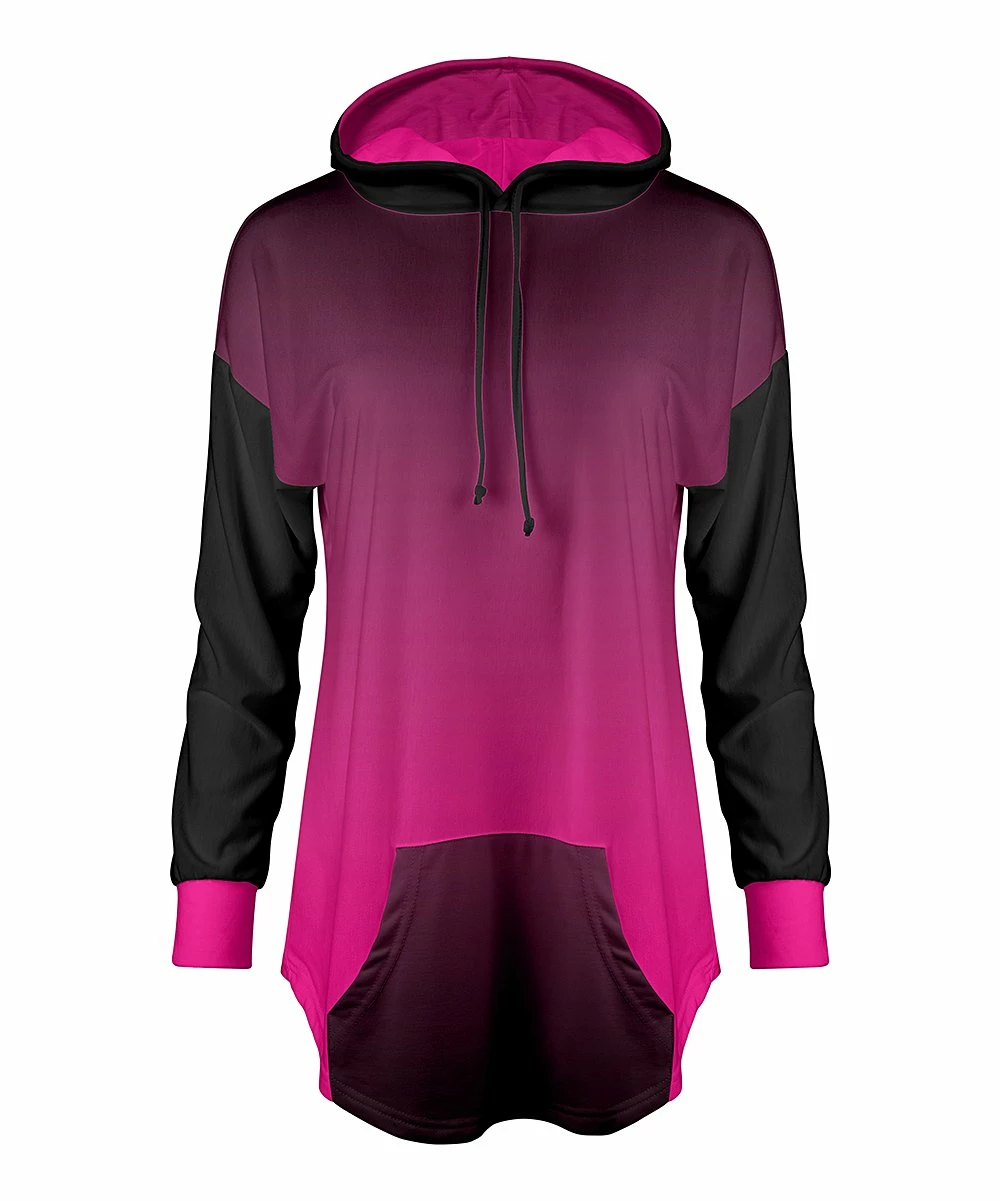 Lily | Black & Pink Ombré Open-Back Hoodie - Women 2 Lily | Black & Pink Ombré Open-Back Hoodie - Women - Image 2