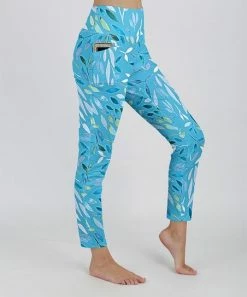 Lily | Aqua & Mint Leaf Pocket Leggings - Women