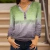 Lily | Green & Gray Ombré Pleated Long-Sleeve Tunic - Women