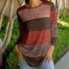 Lily | Red & Brown Stripe Crewneck Long-Sleeve Tunic - Plus