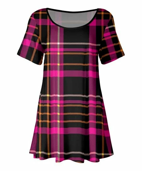 Lily | Black & Pink Short-Sleeve Tunic - Plus 1 Lily | Black & Pink Short-Sleeve Tunic - Plus