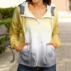 Lily | Gray & Yellow Fade Pocket Zip-Up Hoodie - Women