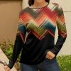 Lily | Black & Orange Chevron Long-Sleeve Boatneck Tunic - Women