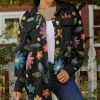 Lily | Back & Pink Floral Pocket Button-Up Shacket - Plus