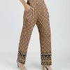 Lily | Brown & Beige Geometric Pocket Straight-Leg Pants - Women