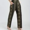 Lily | Black & Beige Geometric Pocket Straight-Leg Pants