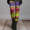Lily | Purple & Green Skeleton & Jack-o'-Lantern Leggings - Plus