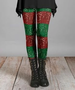 Lily | Red & Green Stripe Sequin-Print Leggings - Women & Plus