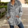 Lily | Gray & White Abstract Button-Up Shacket - Women