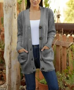 Lily | Gray Button-Up Cardigan - Plus