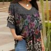 Lily | Gray & Purple Floral Leopard Ruffle-Sleeve V-Neck Tunic - Women & Plus