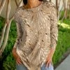 Lily | Beige & Cream Leaf Long-Sleeve Tunic - Plus