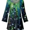 Lily | Green & Blue Leaf Three-Quarter Sleeve Boatneck Tunic - Women & Plus