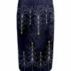 Lily | Navy & White Christmas Tree Velvet Midi Pencil Skirt - Plus