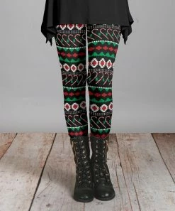 Lily | Red & Green Candy Cane Fair Isle Leggings - Plus