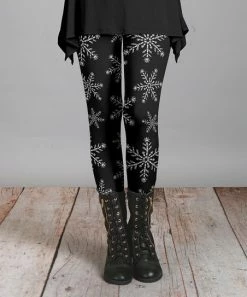 Lily | Black & White Snowflake Leggings - Women & Plus