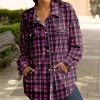 Lily | Black & Pink Plaid Chest-Pocket Shacket - Women & Plus
