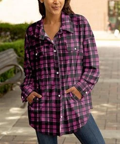Lily | Black & Pink Plaid Chest-Pocket Shacket - Women & Plus