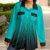Lily | Turquoise & Black Abstract Ombré Chest-Pocket Shacket - Women