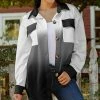 Lily | Black & Gray Ombré Front-Pocket Button-Up Shacket - Plus