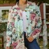 Lily | Aqua & Pink Floral Front-Pocket Button-Up Shacket - Plus