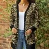 Lily | Black & Brown Leopard Pocket Snap-Button Cardigan - Plus