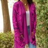 Lily | Pink & Fuchsia Geometric Pocket Long-Sleeve Open Cardigan - Women & Plus