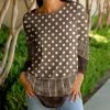 Lily | Brown & White Polka Dot Long-Sleeve Crewneck Tunic - Plus