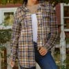 Lily | Brown & Navy Plaid Button-Up Shacket - Plus