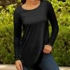 Lily | Black Boatneck Long-Sleeve Tunic - Women