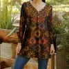 Lily | Orange & Yellow Ornate Button Tunic - Women