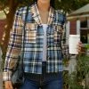 Lily | Blue & Yellow Plaid Chest-Pocket Button-Up Shacket - Women