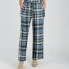 Lily | Blue & Cream Plaid Pocket Pants - Women