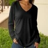 Lily | Black V-Neck Long-Sleeve Tunic - Plus