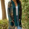 Lily | Teal & Yellow Floral Pocket Open Cardigan - Plus