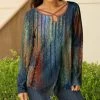 Lily | Navy & Rust Abstract Strappy Keyhole Long-Sleeve Tunic - Women & Plus