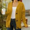 Lily | Mustard Cable-Knit Button-Up Cardigan - Women