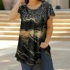 Lily | Black & Gold Leopard Marbled Pleated Ruffle-Sleeve Tunic - Women