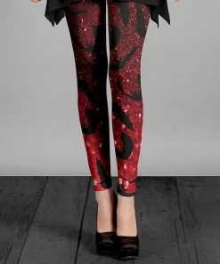 Lily | Red & Black Abstract Leggings - Plus