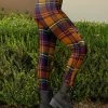 Lily | Rust & Purple Plaid Side-Button Leggings - Plus