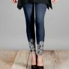 Lily | Navy & Cream Floral Leggings - Women & Plus
