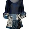 Lily | Navy & Cream Patchwork Slit-Tie Sleeve Boatneck Tunic - Women & Plus