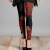 Lily | Black & Red Floral Leggings - Women