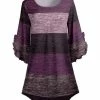 Lily | Purple & Lavender Color Block Ruffle-Sleeve Boatneck Tunic - Women & Plus