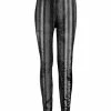 Lily | Charcoal & Gray Stripe Velvet Leggings - Plus